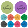 Trolley bus darker flat icons on color round background - Trolley bus color darker flat icons