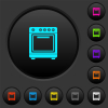 Oven dark push buttons with vivid color icons on dark grey background - Oven dark push buttons with color icons