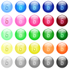 digital number six of seven segment type icons in set of 25 color glossy spherical buttons - digital number six of seven segment type icons in color glossy buttons
