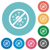 No covid flat white icons on round color backgrounds - No covid flat round icons