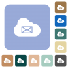 Cloud mail system white flat icons on color rounded square backgrounds - Cloud mail system rounded square flat icons