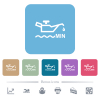 Oil level minimum indicator flat icons on color rounded square backgrounds - Oil level minimum indicator white flat icons on color rounded square backgrounds. 6 bonus icons included