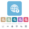 Online Rupee payment flat icons on color rounded square backgrounds - Online Rupee payment white flat icons on color rounded square backgrounds. 6 bonus icons included