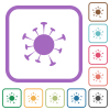 Corona virus simple icons in color rounded square frames on white background - Corona virus simple icons