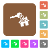 House key flat icons on rounded square vivid color backgrounds. - House key rounded square flat icons