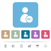 User account processing white flat icons on color rounded square backgrounds. 6 bonus icons included - User account processing flat icons on color rounded square backgrounds