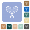 Two tennis rackets rounded square flat icons - Two tennis rackets white flat icons on color rounded square backgrounds