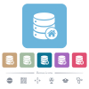 Default database white flat icons on color rounded square backgrounds. 6 bonus icons included - Default database flat icons on color rounded square backgrounds