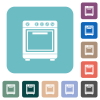 Oven white flat icons on color rounded square backgrounds - Oven rounded square flat icons