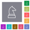 White chess knight square flat icons - White chess knight flat icons on simple color square backgrounds