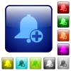 Add new reminder icons in rounded square color glossy button set - Add new reminder color square buttons