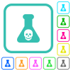 Dangerous chemical experiment vivid colored flat icons - Dangerous chemical experiment vivid colored flat icons in curved borders on white background