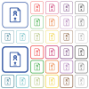Upload certificate outlined flat color icons - Upload certificate color flat icons in rounded square frames. Thin and thick versions included.