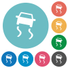 Slippery road dashboard indicator flat white icons on round color backgrounds - Slippery road dashboard indicator flat round icons