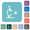 Microscope and virus white flat icons on color rounded square backgrounds - Microscope and virus rounded square flat icons