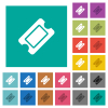 Single ticket multi colored flat icons on plain square backgrounds. Included white and darker icon variations for hover or active effects. - Single ticket square flat multi colored icons