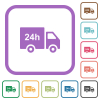 24 hour delivery truck simple icons - 24 hour delivery truck simple icons in color rounded square frames on white background