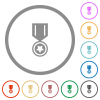 Medal with star flat icons with outlines - Medal with star flat color icons in round outlines on white background