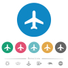 Airplane flat round icons - Airplane flat white icons on round color backgrounds. 6 bonus icons included.