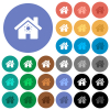 Home quarantine multi colored flat icons on round backgrounds. Included white, light and dark icon variations for hover and active status effects, and bonus shades. - Home quarantine round flat multi colored icons