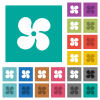 Car fan level 4 square flat multi colored icons - Car fan level 4 multi colored flat icons on plain square backgrounds. Included white and darker icon variations for hover or active effects.