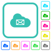 Cloud mail system vivid colored flat icons - Cloud mail system vivid colored flat icons in curved borders on white background