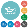 Oil level minimum indicator flat round icons - Oil level minimum indicator flat white icons on round color backgrounds