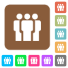 Team rounded square flat icons - Team flat icons on rounded square vivid color backgrounds.