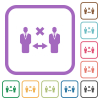 Incorrect social distancing simple icons - Incorrect social distancing simple icons in color rounded square frames on white background