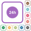 24h sticker simple icons in color rounded square frames on white background - 24h sticker simple icons