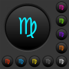 virgo zodiac symbol dark push buttons with vivid color icons on dark grey background - virgo zodiac symbol dark push buttons with color icons