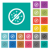 No covid multi colored flat icons on plain square backgrounds. Included white and darker icon variations for hover or active effects. - No covid square flat multi colored icons