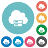 Cloud storage flat white icons on round color backgrounds - Cloud storage flat round icons