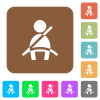 Car seat belt warning indicator flat icons on rounded square vivid color backgrounds. - Car seat belt warning indicator rounded square flat icons