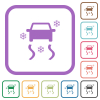 Snowy road dashboard indicator simple icons - Snowy road dashboard indicator simple icons in color rounded square frames on white background