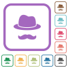 Incognito with mustache simple icons - Incognito with mustache simple icons in color rounded square frames on white background