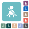 Car seat belt warning indicator white flat icons on color rounded square backgrounds - Car seat belt warning indicator rounded square flat icons