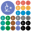 Microscope and virus multi colored flat icons on round backgrounds. Included white, light and dark icon variations for hover and active status effects, and bonus shades. - Microscope and virus round flat multi colored icons