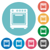 Oven flat white icons on round color backgrounds - Oven flat round icons