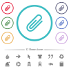 Attachment flat color icons in circle shape outlines. 12 bonus icons included. - Attachment flat color icons in circle shape outlines