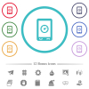 Mobile benchmark flat color icons in circle shape outlines. 12 bonus icons included. - Mobile benchmark flat color icons in circle shape outlines