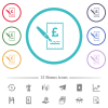 Signing Pound cheque flat color icons in circle shape outlines. 12 bonus icons included. - Signing Pound cheque flat color icons in circle shape outlines