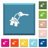 House key white icons on edged square buttons in various trendy colors - House key white icons on edged square buttons