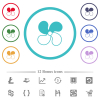 Car fan level 2 flat color icons in circle shape outlines - Car fan level 2 flat color icons in circle shape outlines. 12 bonus icons included.