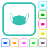 Medical face mask vivid colored flat icons in curved borders on white background - Medical face mask vivid colored flat icons