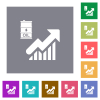 Oil trade graph square flat icons - Oil trade graph flat icons on simple color square backgrounds