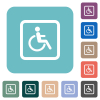 Handicapped parking white flat icons on color rounded square backgrounds - Handicapped parking rounded square flat icons