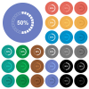 50 percent loaded multi colored flat icons on round backgrounds. Included white, light and dark icon variations for hover and active status effects, and bonus shades. - 50 percent loaded round flat multi colored icons