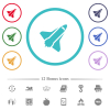 Space shuttle flat color icons in circle shape outlines. 12 bonus icons included. - Space shuttle flat color icons in circle shape outlines