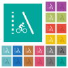 Bicycle lane multi colored flat icons on plain square backgrounds. Included white and darker icon variations for hover or active effects. - Bicycle lane square flat multi colored icons